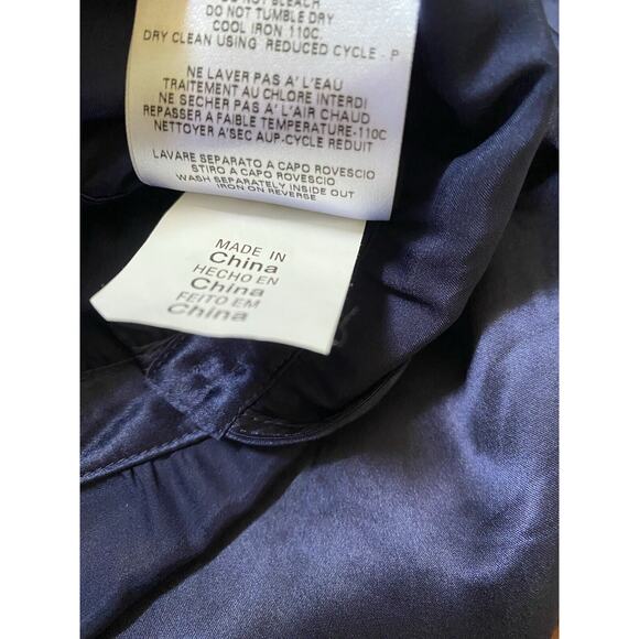 See By Chloe Silk Dress Satin Blue Navy V Neck Short Flutter Sleeve Eyel… - Picture 7 of 9